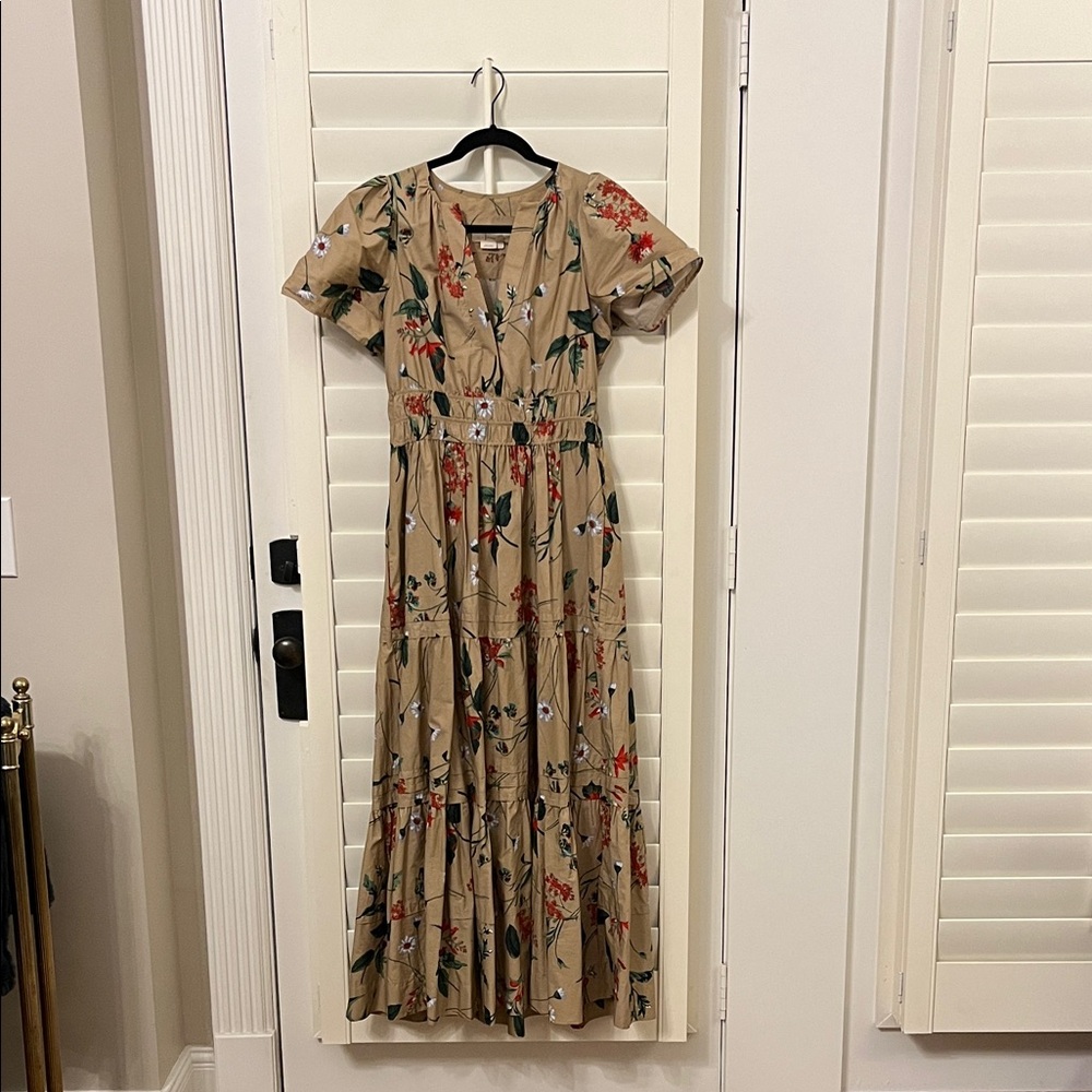 Floral Tan Maxi Dress